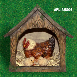 Solar-Powered, Lighted Chicken Coup with Mother Hen & Baby Chicks