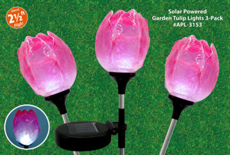 3-Pack of Solar Tulips Garden Flower Stake Lights