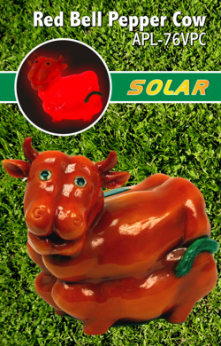 Solar Red Bell Pepper Cow Lawn Ornament